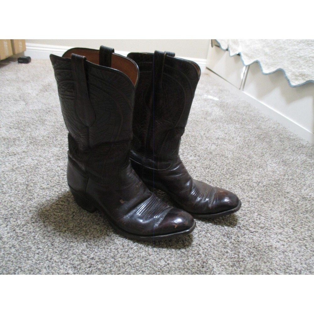 Lucchese Vintage Boots Cowboy Western Cherry Leather Men’s Sz 12  Good Con